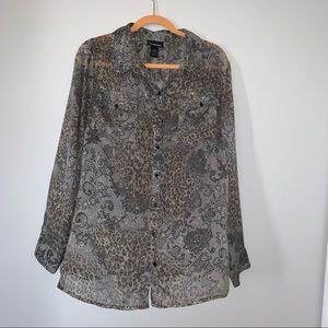 Lane Bryant Sheer Button Down Blouse